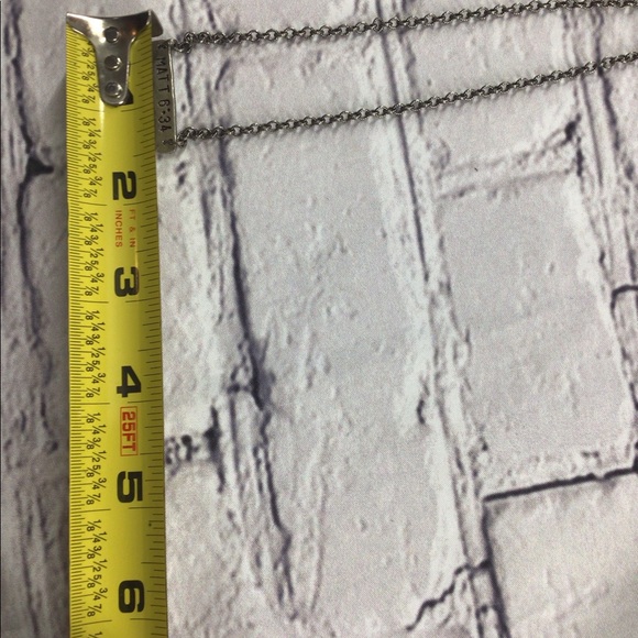 Julio signed silver tone scriptural religious necklace Matthew 6:34. - Picture 6 of 6